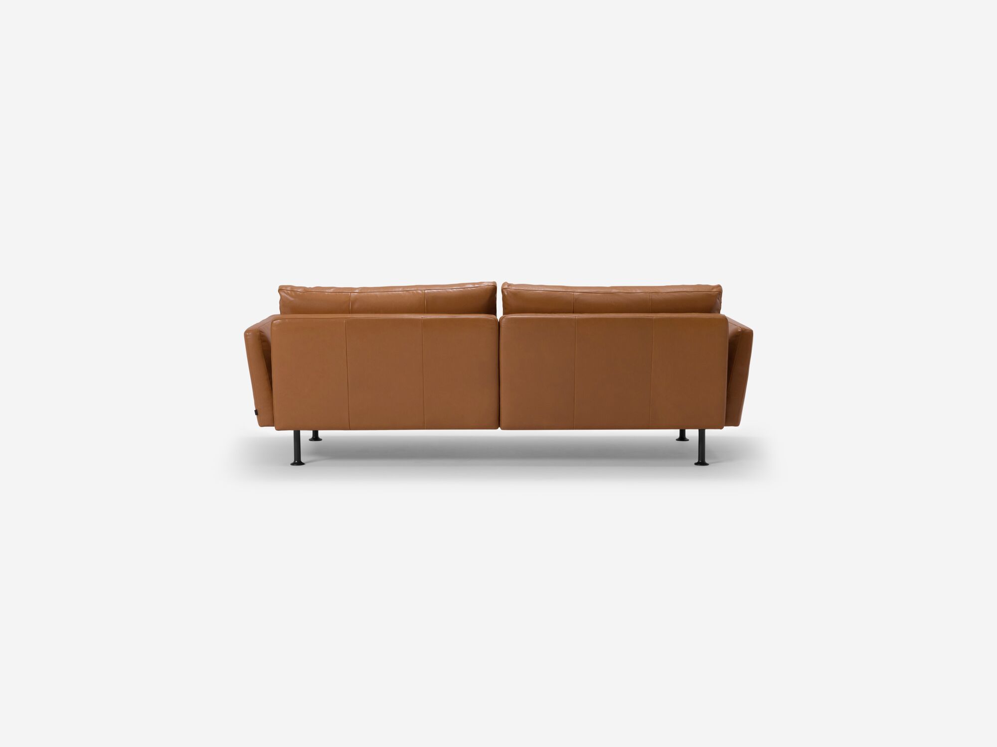 Modern brown leather sofa back view